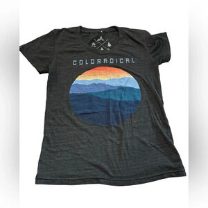 EUC Colradical CO black gray heathered tee with mountain scene